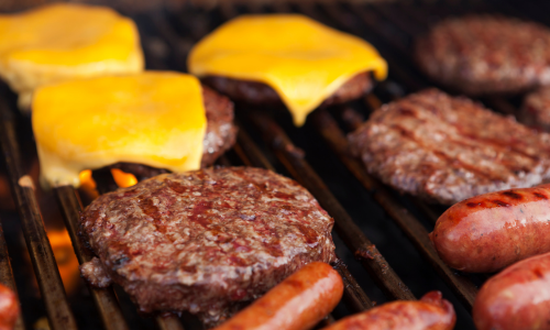 Burgers on grill